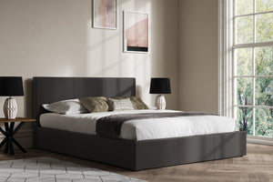 Emporia Beds Madrid Faux Leather Ottoman Bed Grey-Better Bed Company
