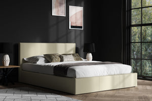 Emporia Beds Madrid Faux Leather Ottoman Bed Ivory-Better Bed Company