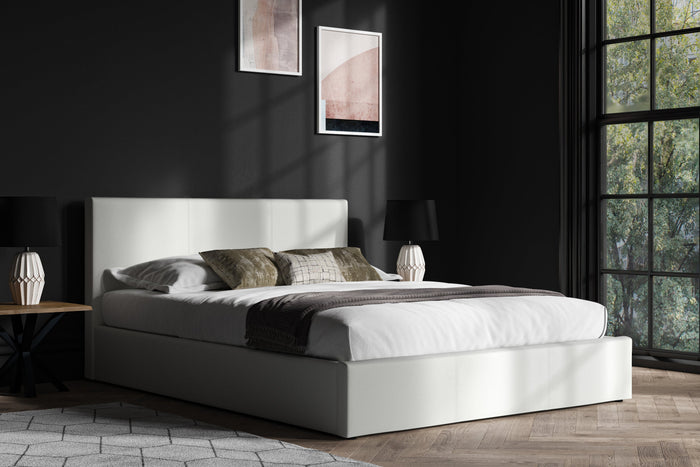 Emporia Beds Madrid Faux Leather Ottoman Bed White