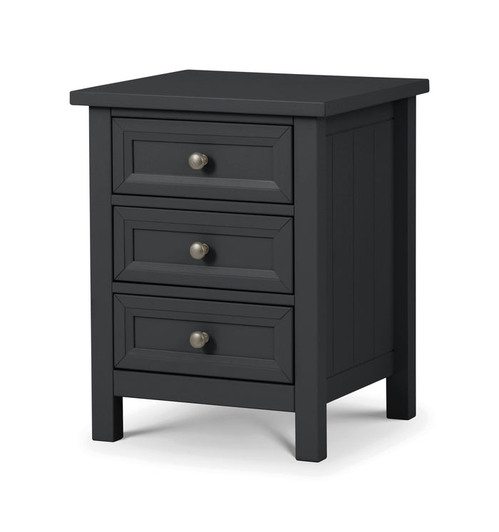 Julian Bowen Maine 3 Drawer Bedside Table Anthracite