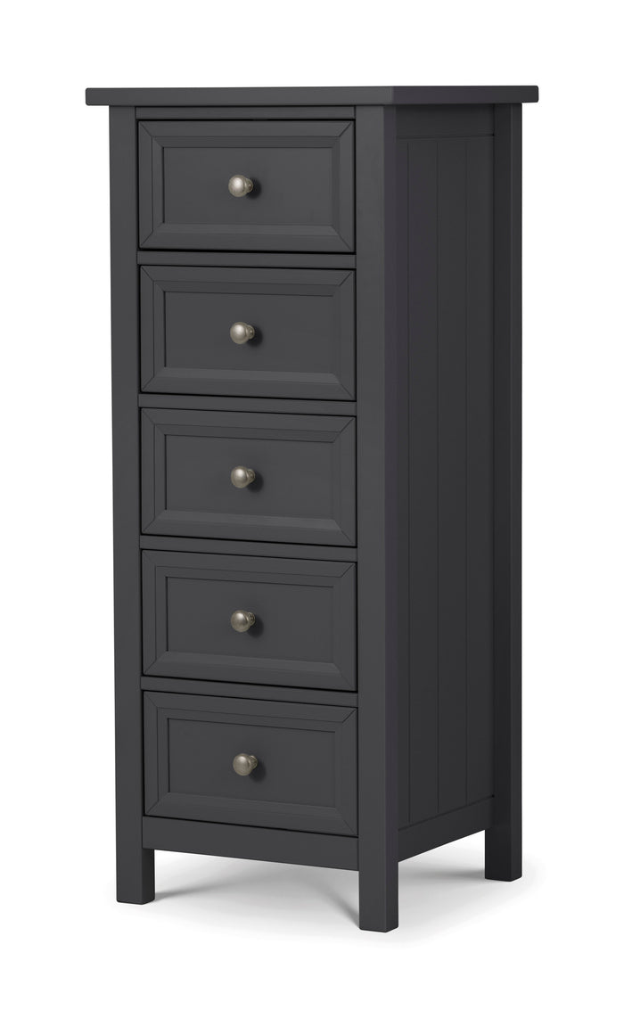 Julian Bowen Maine 5 Drawer Tall Chest Anthracite