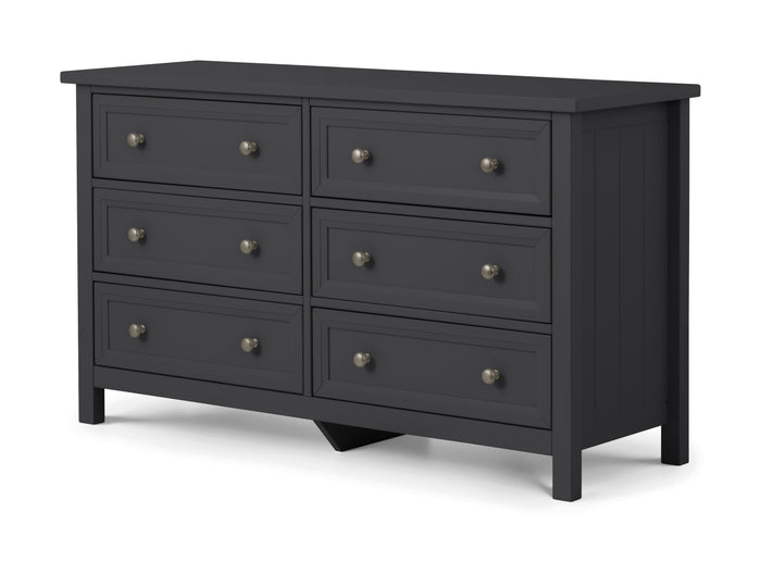 Julian Bowen Maine 6 Drawer Wide Chest Anthracite