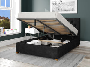 Better Portsmouth Black Ottoman Bed Open-Better Bed Company 