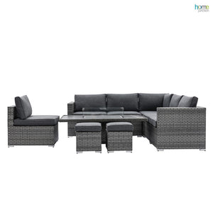 Home Junction Olympus Corner Sofa with Rising Coffee to Dining Firepit Table and Stools