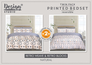 Design Studio Twin Pack Retro Weave/Blocks Duvet Set-Better Bed Company 
