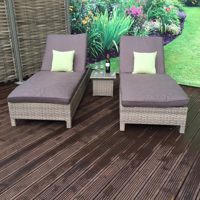 Signature Weave Sarena Rattan Sunbed Set with Coffee Table