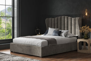 Babbacombe Ottoman Bed Dark Grey Velvet From Side-Better Bed Company