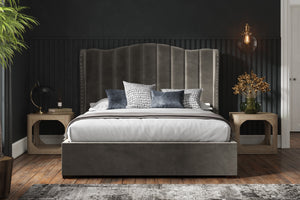 Babbacombe Ottoman Bed Dark Grey Velvet-Better Bed Company