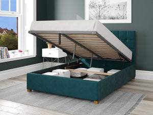Better Cheshire Emerald Green Ottoman Bed Open-Better Bed Company