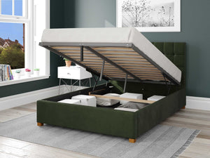 Better Cheshire Dark Green Ottoman Bed Open-Better Bed Company 