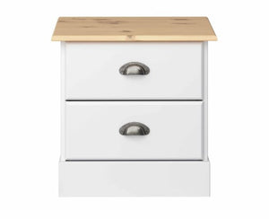 Steens Nola White And Pine 2 Drawer Bed Side Table