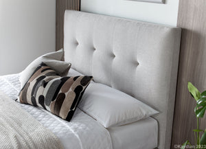Kaydian Walkworth Clay Maskat fabric Ottoman Bed Frame Headboard Close Up-Better Bed Company