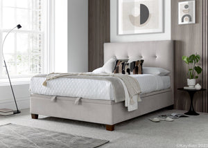 Kaydian Walkworth Clay Maskat fabric Ottoman Bed Frame From Side-Better Bed Company