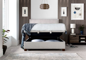 Kaydian Walkworth Clay Maskat fabric Ottoman Bed Frame From Front Open-Better Bed Company