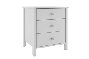 Steens Tromso White 3 Draw Bed Side Table
