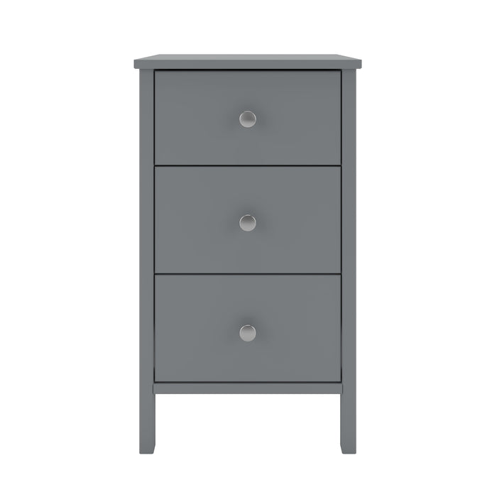 Steens Tromso Grey 3 Draw Bed Side Table