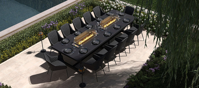 Maze Zest 12 Seat Rectangular Dining Set with Fire Pit Table