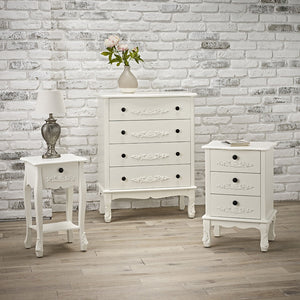 LPD Furniture Antoinette 1 Drawer White Nighstand
