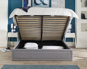 Aspire Cotswold Framed Quilted Headboard Ottoman Bed Open From Front-Better Bed Company