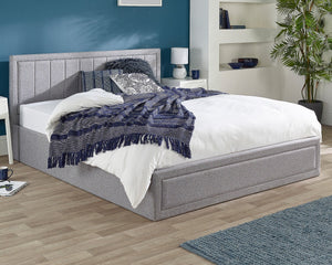 Aspire Cotswold Framed Quilted Headboard Ottoman Bed From Side-Better Bed Company