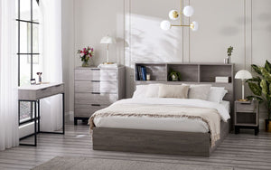 Julian Bowen Bali Bookcase Ottoman Bed Grey Oak-Better Bed Company