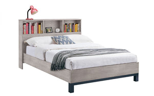 Julian Bowen Bali Bookcase Headboard Bed Grey oak-Better Bed Company