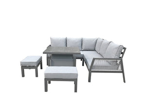 Signature Weave Bettina Corner Dining Set With Gas Lift Table Grey