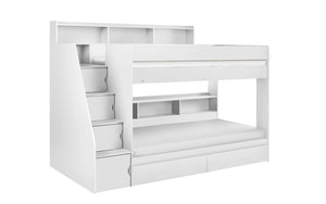 Julian Bowen Camelot Staircase Bunk - White From Side In White Background-Better Bed Company