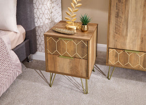 GFW Orleans 2 Drawer Bedside Table - Mango-Better Bed Company