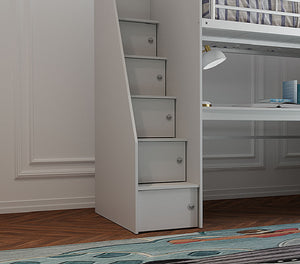 Flintshire Furniture Dakota High Sleeper Grey Steps Close Up-Better Bed Company