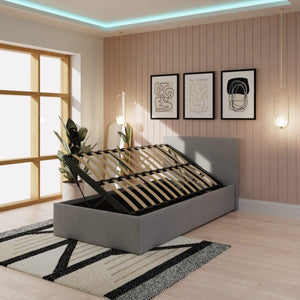 GFW Side Lift Fabric Ottoman Bed Slats Single-Better Bed Company