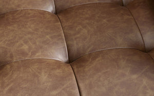 Julian Bowen Henley 3 Seater Sofa With Bolster - Brown Tan Faux Leather Tufts Close Up-Better Bed Company