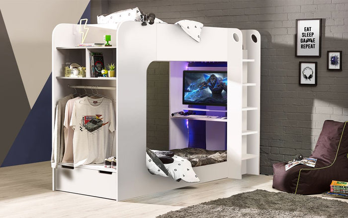 Julian Bowen Impact Gaming Bunk - White