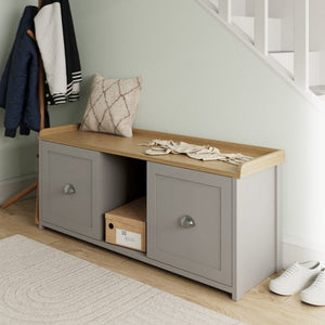 GFW Lancaster 2 Door Shoe Bench Grey-Better Bed Company