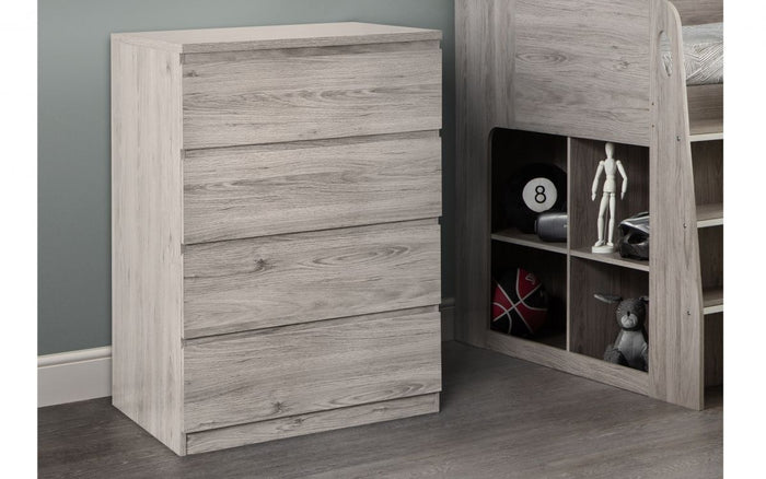 Julian Bowen Jupiter 4 Drawer Chest Grey Oak