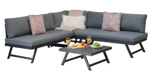 Signature Weave Kimmie Corner with adjustable Head Rest Grey And Black Lifestyle Image-Better Bed Company 