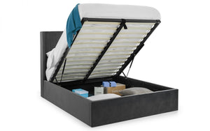Julian Bowen Langham Scalloped Headboard Storage Bed Grey Lifestyle-Better Bed Company