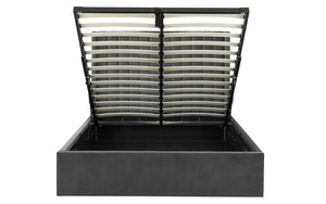 Julian Bowen Langham Scalloped Headboard Storage Bed Grey Front Open View-Better Bed Company