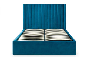 Julian Bowen Langham Scalloped Headboard Storage Bed Teal Slatted Base From Front-Better Bed Company 