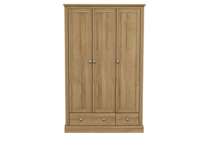 LPD Furniture Devon Oak 3 Door 2 Drawer Wardrobe