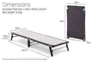 Jay-Be Lite Folding Bed with e-Fibre™ Insulator Pad Dimensions-Better Bed Company