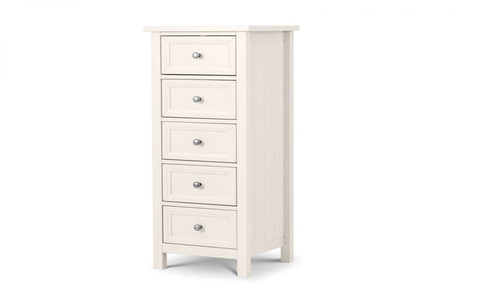 Julian Bowen Maine 5 Drawer Tall Chest Surf White