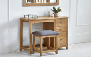Julian Bowen Mallory Single Pedestal Dressing Table + Stool Set-Better Bed Company