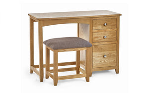 Julian Bowen Mallory Single Pedestal Dressing Table + Stool Set From Side-Better Bed Company