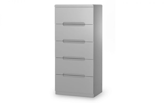 Julian Bowen Manhattan 5 Drawer Narrow Chest Grey