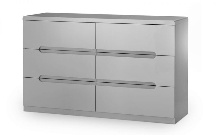 Julian Bowen Manhattan 6 Drawer Wide Chest Grey