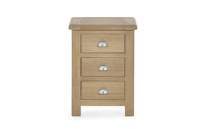 Julian Bowen Memphis Limed Oak 3 Drawer Bedside Table From Front-Better Bed Company