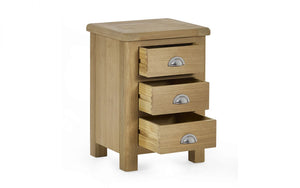 Julian Bowen Memphis Limed Oak 3 Drawer Bedside Table From Front-Better Bed Company