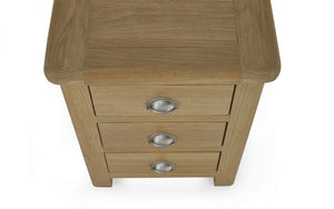 Julian Bowen Memphis Limed Oak 3 Drawer Bedside Table Birds Eye View-Better Bed Company