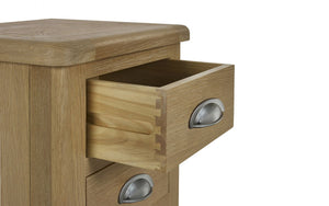 Julian Bowen Memphis Limed Oak 3 Drawer Bedside Table Side Of Drawer With other Handles-Better Bed Company